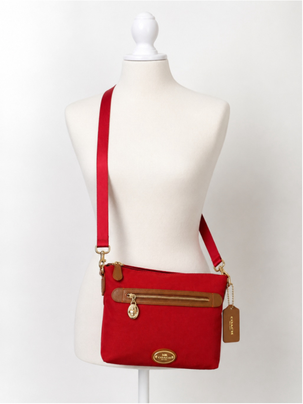 Coach Red Nylon Crossbody Bag – Like New